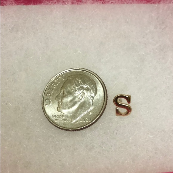 Petite 1/4” Initial Post Earrings Rhodium or 14KGP - Picture 6 of 8